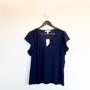NWT MICHAEL Michael Kors Blouse True Navy Large